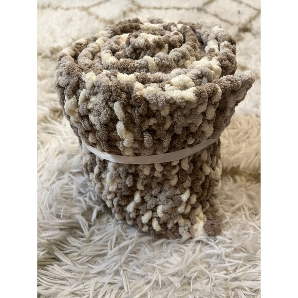 Cozy Handknit Mottled Scarf in Brown & White - Picture 6 of 10